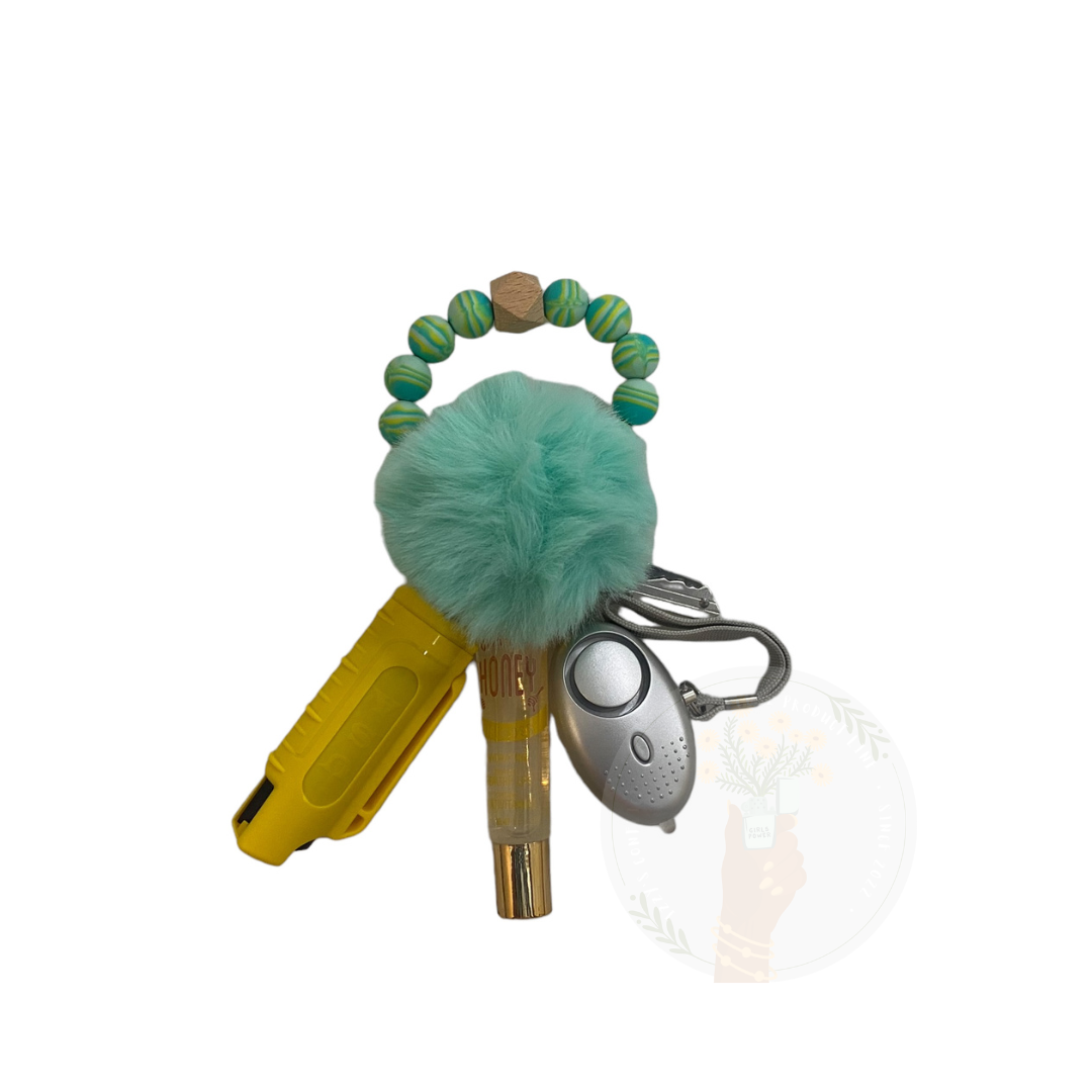 TWISTED GREEN PRINT SILICONE FASHION KEYCHAIN